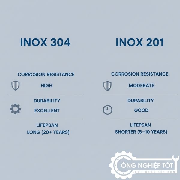 So sánh inox 304 và inox 201